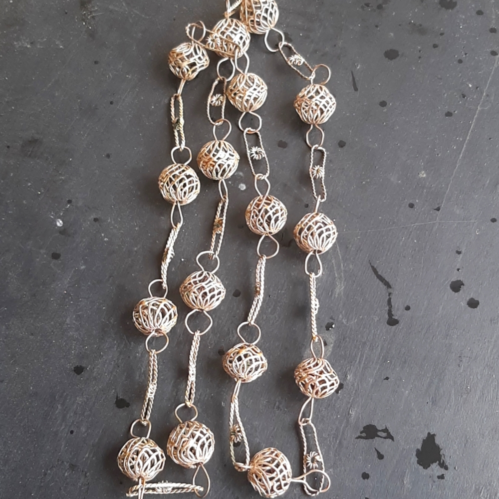 800 silver filligree 32" long chain